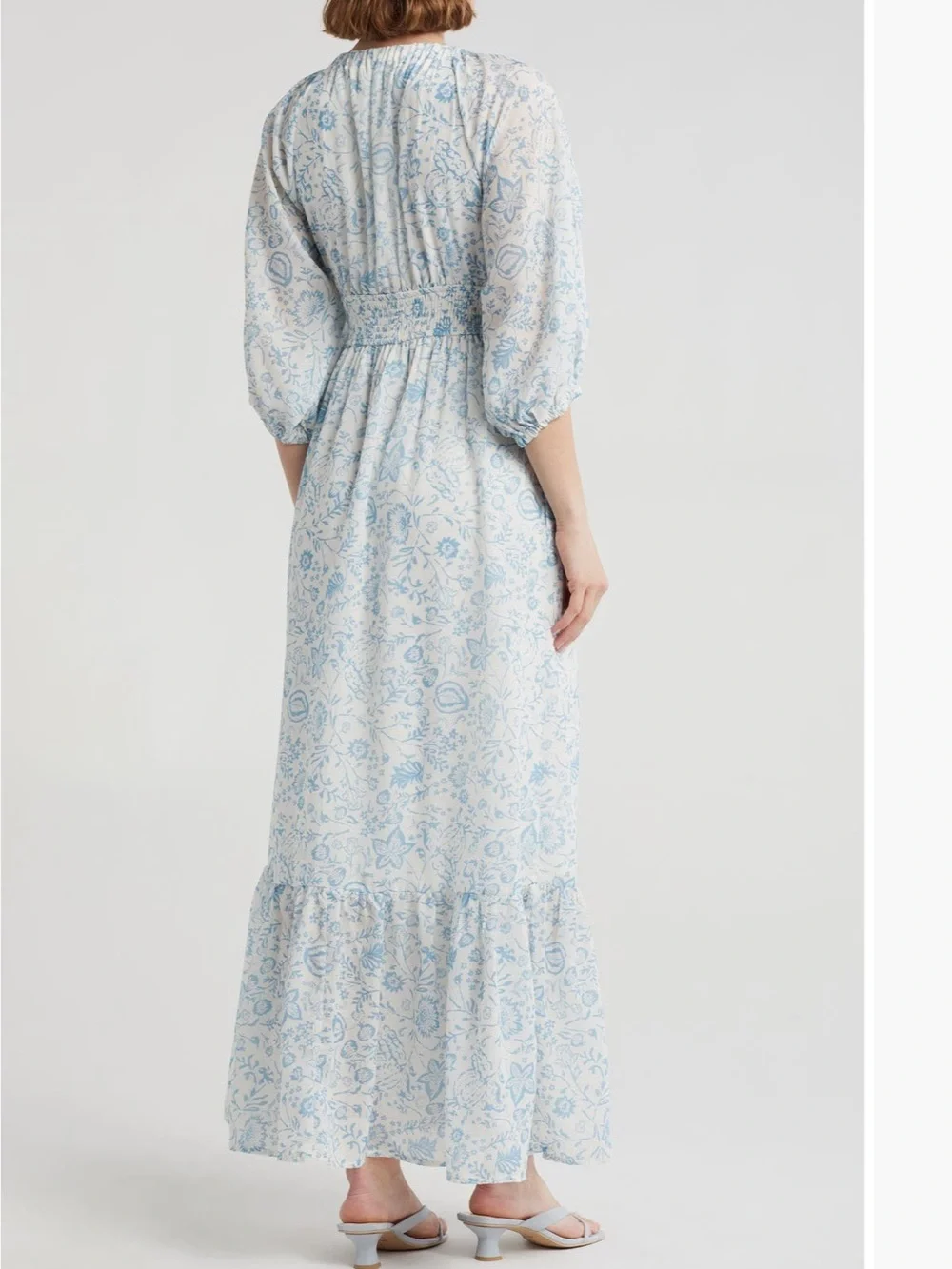 Light Blue Floral Maxi Dress - Picture 2 of 3